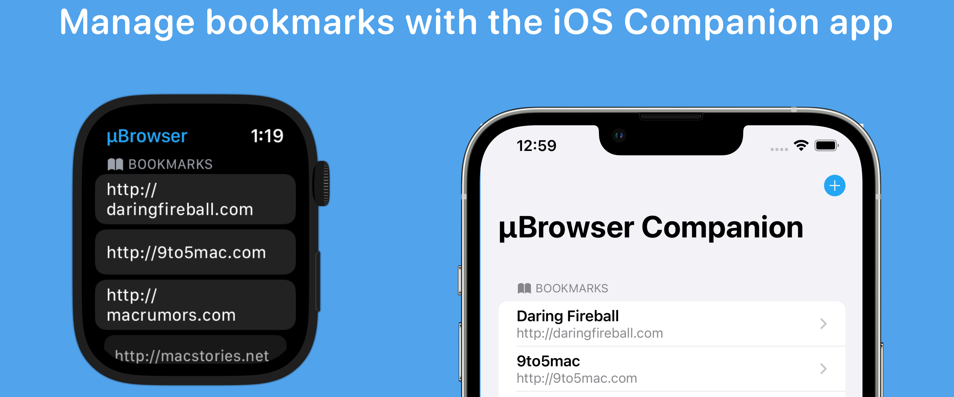 µBrowser companion app bookmark
