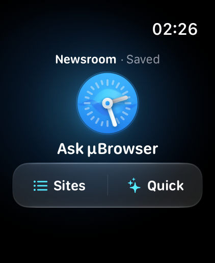 Ask µBrowser with a saved Newsroom website and quick questions